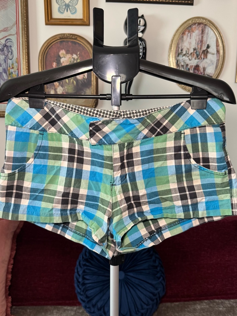 Vintage Y2K ROXY Plaid Shorts in Blue, Green & Black